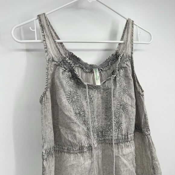 Womens Shoreline Gray M Tank Dress Cover Up Beach Cruise Embroidered 100% Cotton - Picture 2 of 10
